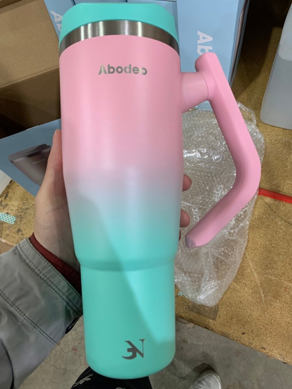 40 oz Leak Proof Insulated Coffee Tumbler (Green & Pink - B0F74DN7WL)
